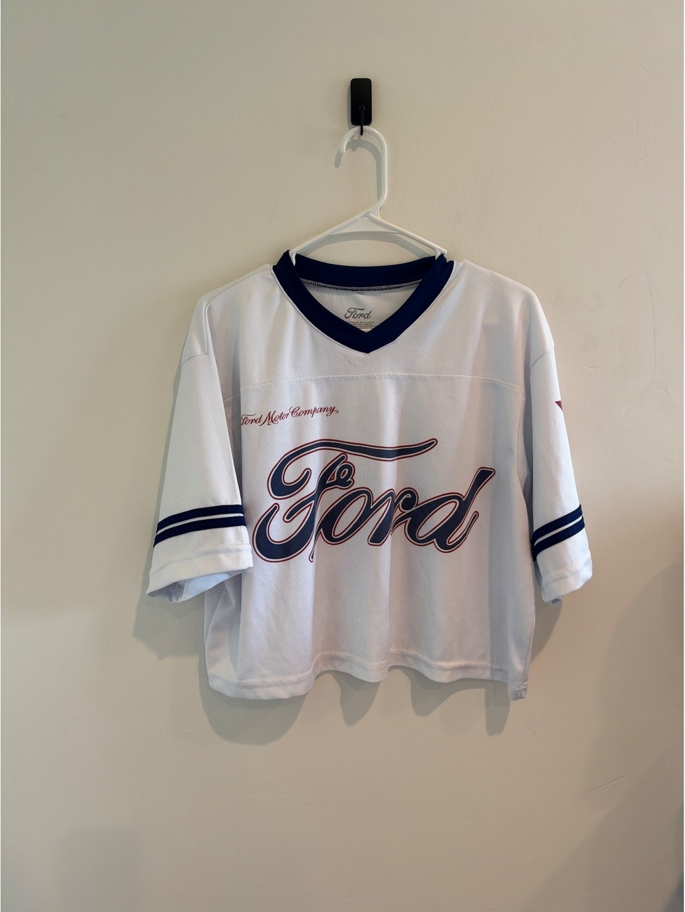 Ford Motor Company Women’s Football Jersey Top White Navy Red Size Medium